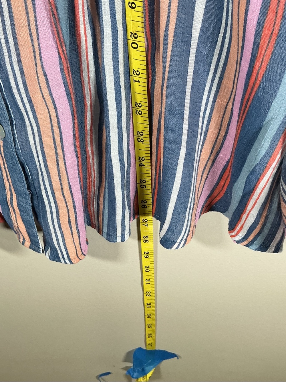 Ruby Rd. Multicolor Striped Roll Tab Blouse Button Front Lightweight Top - Picture 6 of 7